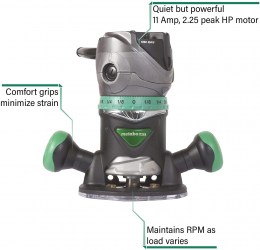 Router-Base fija-Motor de 11amp.-Pico de 2-14 HP-Velocidad Variable-M12VC9